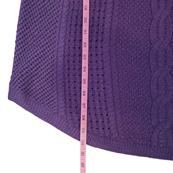 Torrid Lurex Pointell Wool Metallic Purple Cable Knit Tunic Sweater 2XL 18/20 - Picture 13 of 13